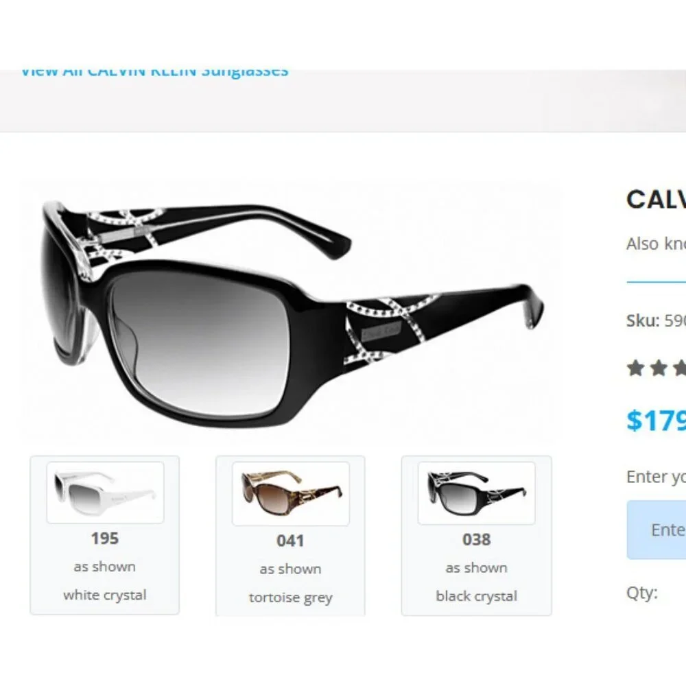 CALVIN KLEIN Collection 976 Sunglasses in color 038 Black Crystal Square Italy
